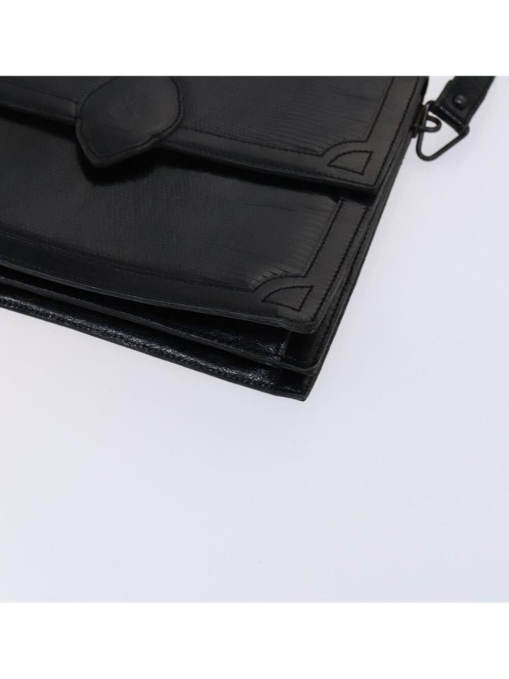 Authentic SAINT LAURENT Shoulder Bag Leather Embossed Black - Picture 9 of 16